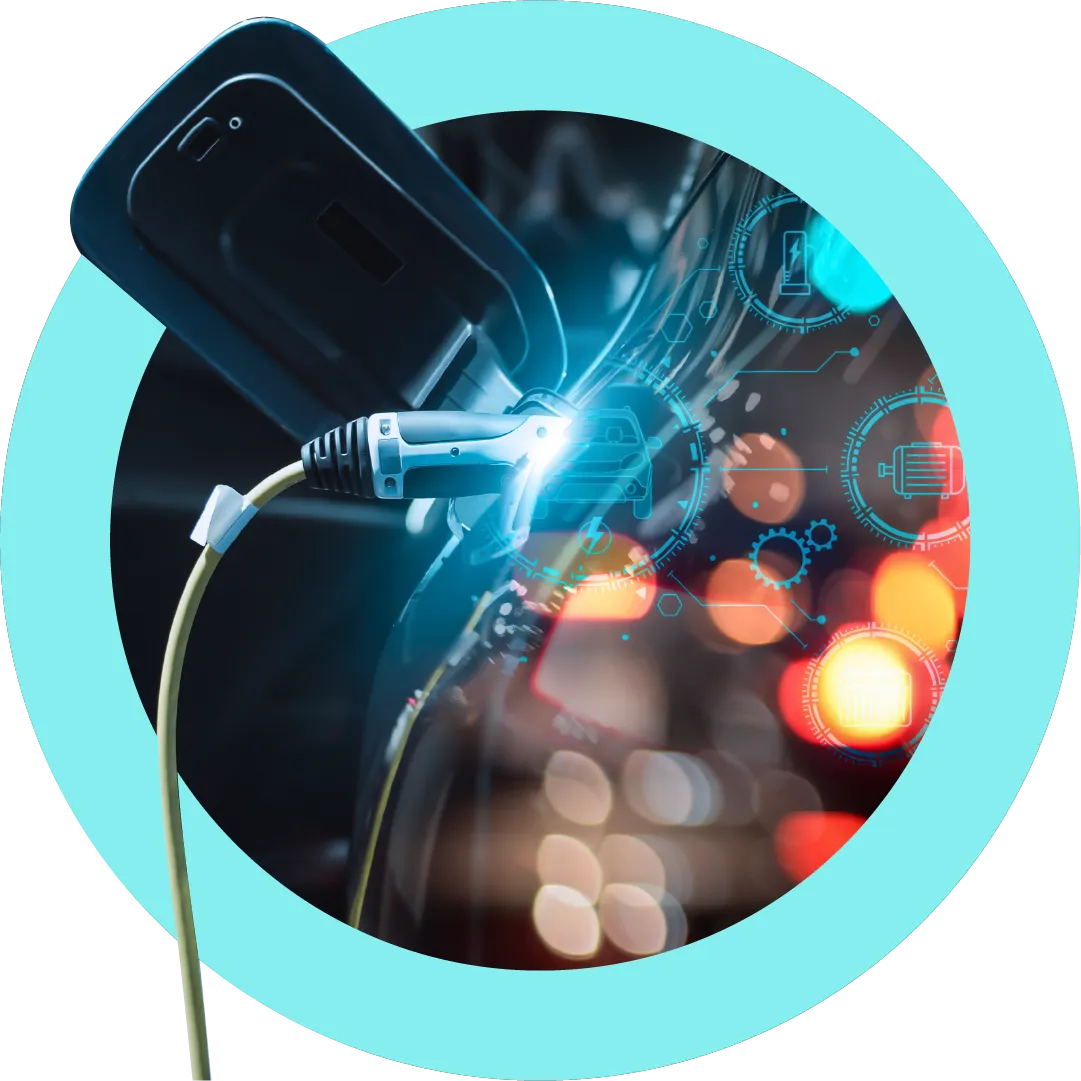 Stylized illustration of a plug in electric vehicle