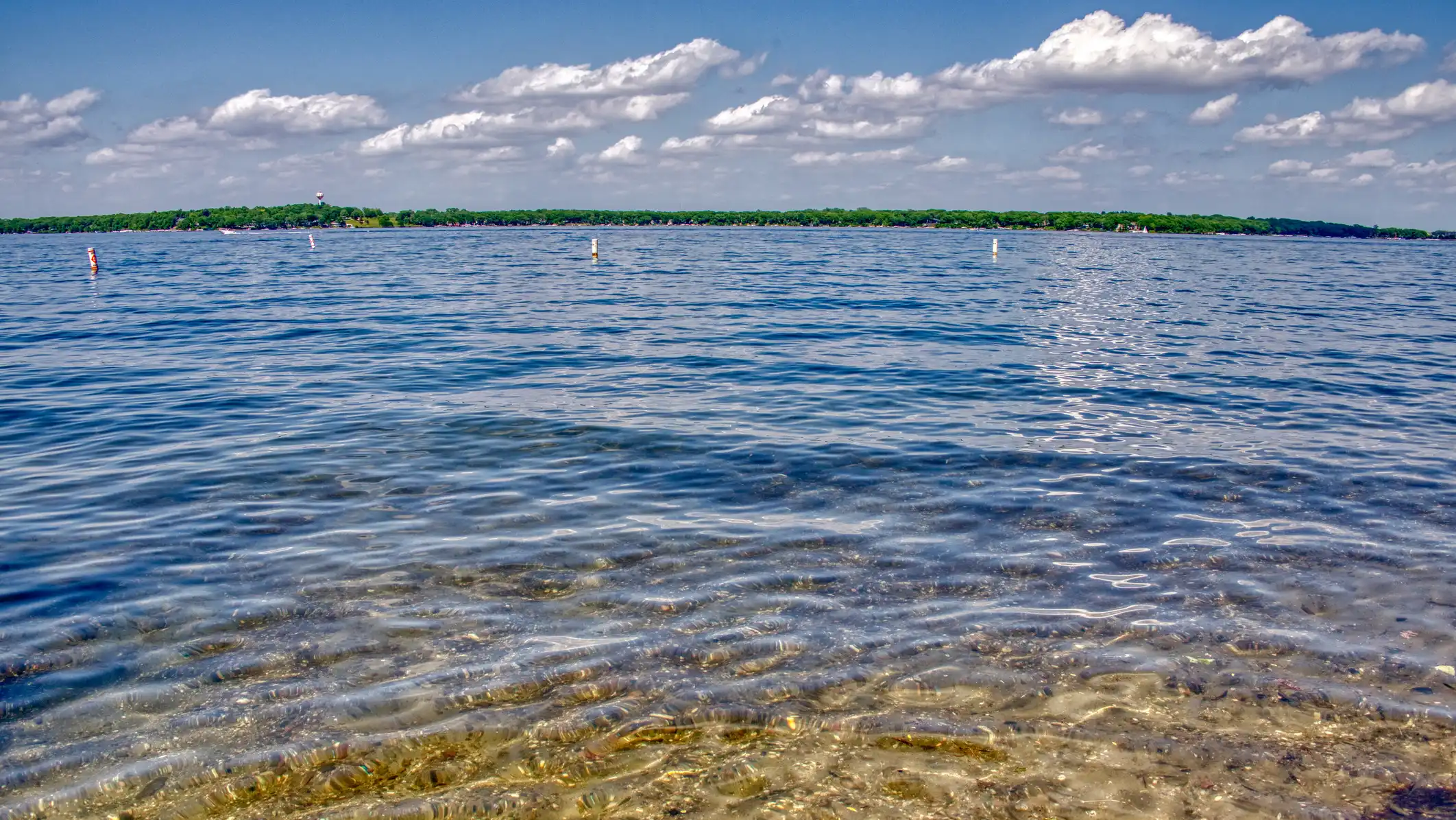 Shoreline view of Lake Okoboji in Iowa.