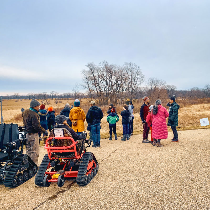 2.	Thanks to Access Ability Wisconsin, outdoor wheelchairs were provided free of charge for participants. Photo by Alessandra Rella