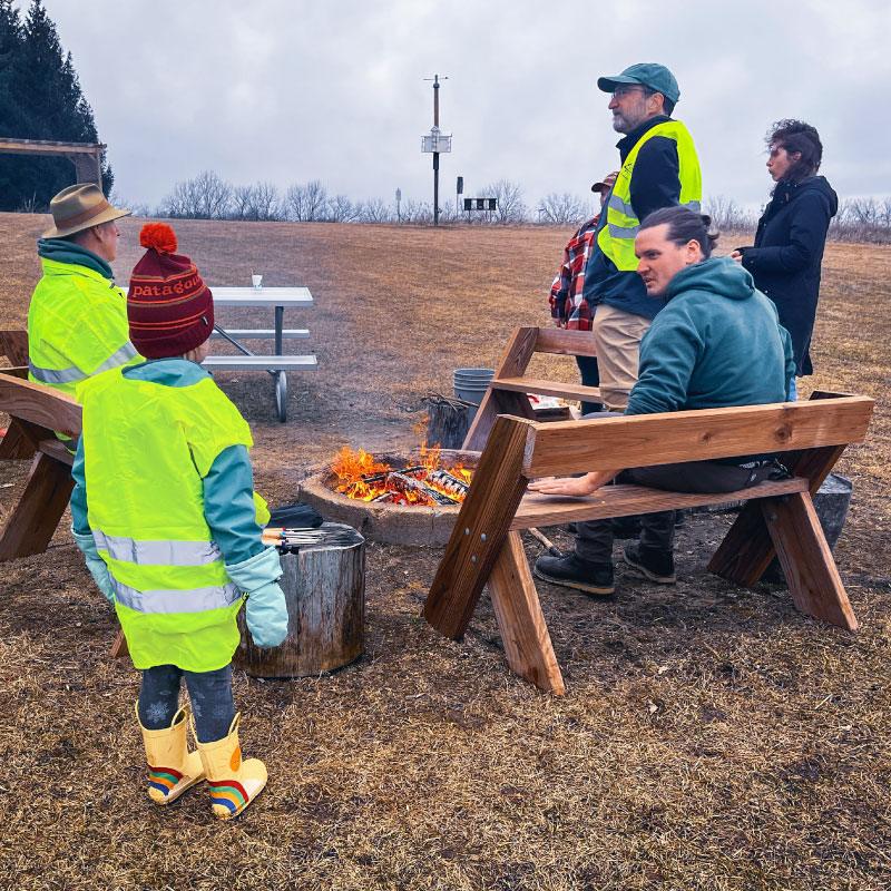 3.	After hiking, attendees enjoyed pizza, hot cocoa, and a bonfire. Photo by Chelsea Rademacher