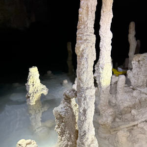 A stalagmite in the Río Secreto cave system Photo by Andrea Dutton