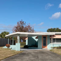 A typical “retirement house” in Orange Lake Village, built and developed by James Rosati and Sons in the mid-1950s in Pinellas County, Florida. Photo by Anna Andrzejewski