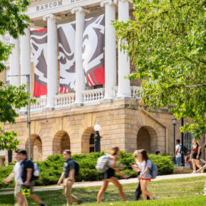 Back to school, students walking up Bascom hill.