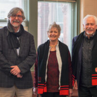 Paul Robbins, Dean, Nelson Institute, Kathy and Bjorn Borgen. Photo credit: Kevin Berger