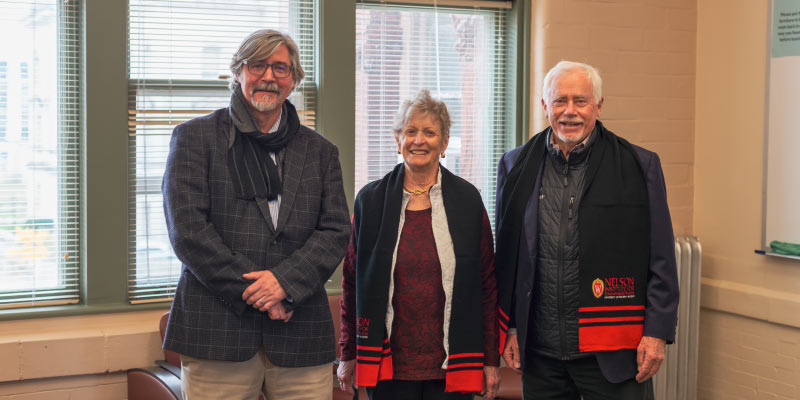 Paul Robbins, Dean, Nelson Institute, Kathy and Bjorn Borgen. Photo credit: Kevin Berger