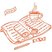 Newspaper and cup of coffee