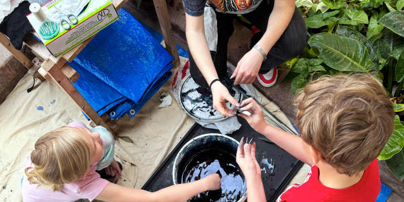 Earth Fest offers events for community members of all ages, like this plant-based dyesworkshop held at the D.C. Smith Greenhouses during the 2024 event. Photo by Laila Smith, Nelson Institute for Environmental Studies