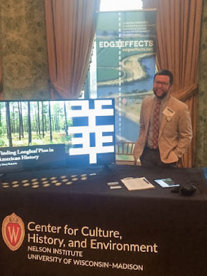 Former Edge Effects editor Brian Hamilton promotes the magazine at the 2017 meeting of the American Society for Environmental History in Chicago. Photo credit: Rachel Gross.