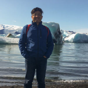 He visits glacial lake Jökulsárlón in Iceland. Photo courtesy of Feng He