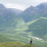 Grove enjoying a hike in Alaska. Photo credit: Evan Bodfield