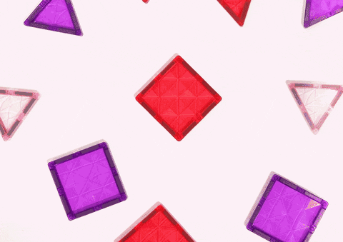 Geometric shapes creating a heart shape.