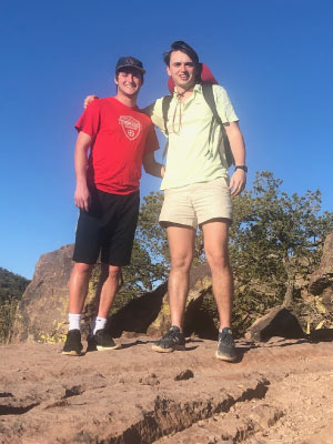Eskind (left) while hiking with a friend in Big Bend National Park in Texas.