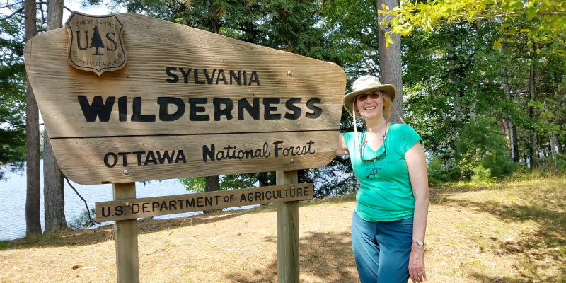 Elder at the Sylvania Wilderness in Michigan, one of her favorite places on Earth. Photo courtesy of Jane Elder