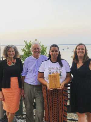 Lee at the Nelson Institute Rendezvous event in 2019 where she received an Alumni Award. She is with (left to right) JoAnne Kloppenburg, Jack Kloppenburg her advisor and Alumni Award nominator, and Luthien Niland. 