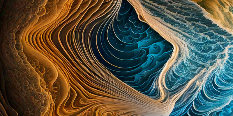Abstract visual of overlapping contours and creative movement.