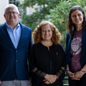 L-r: Dean Paul Robbins, Nathan Schulfer, director international and professional programs, Chancellor Jennifer Mnookin, Meghan Kautzer, lecturer and environmental conservation program coordinator, Sarah Graves, lecturer and environmental observation and informatics program coordinator.