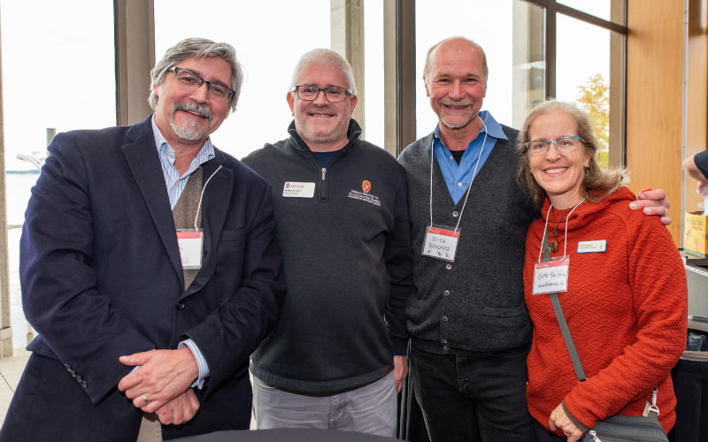 L-R: Dean Paul Robbins, director of international and professional programs Nathan Schulfer, and land resources alumni Rich and Katie Beilfuss. Photo credit: Ingrid Laas