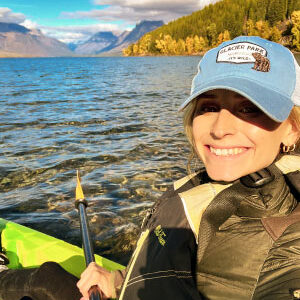 Haag kayaking on Lake McDonald in Glacier National Park, Montana, in September. Photo courtesy of Taylor Haag