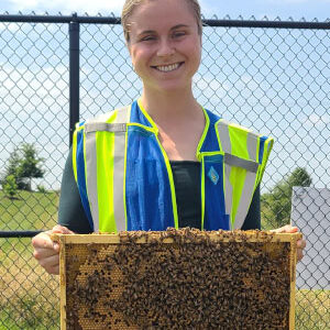 Clark at IKEA’s Meet the Bees workshop where coworkers got a chance to get up close and personal with IKEA’s biodiversity initiatives. Photo courtesy of Tiffany Clark