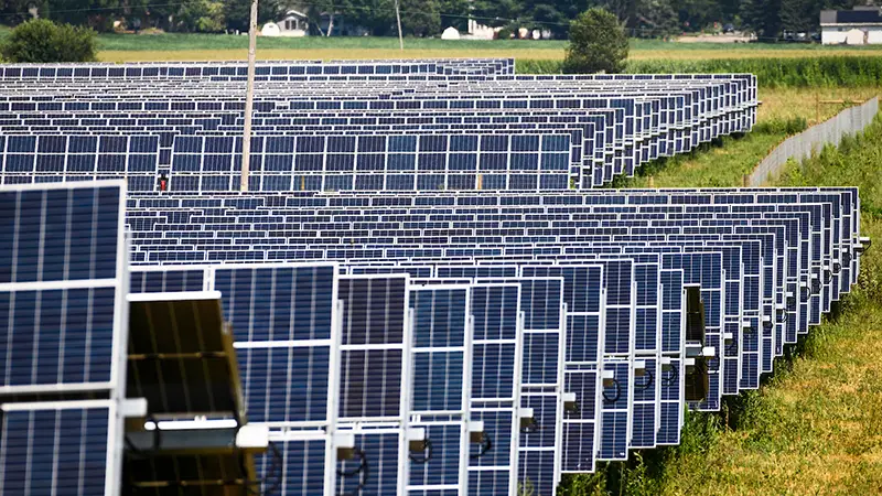 A large array of solar panels