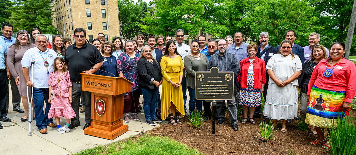 Members of the Ho-Chunk Nation during a heritage marker dedication ceremony