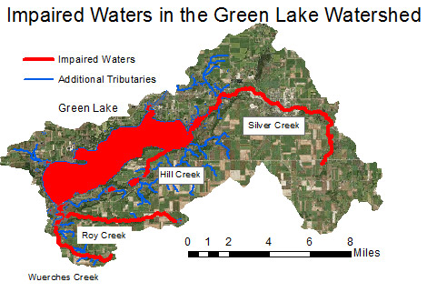 impaired waters in the green lake watershed map