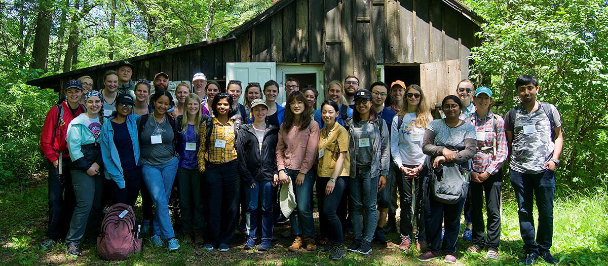 Group photo of environmental conservation students on a field trip to the Leopold Shack