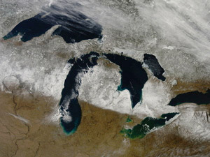 satellite photo of the great lakes