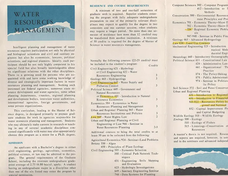 A second page from the water resources management program 1967 brochure